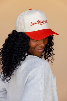 Mindful mornings your thing? Join the club. This canvas trucker sits comfortably on your head whether your hair is freshly cleaned or flat + made of quality canvas so it can be worn daily without fear of diminishing quality. 100% cotton canvas w/ a cotton sweatband + a reinforced front panel with 100% polyester mesh medium crown height medium stiffness Cotton Snapback Hat With Sweatband, Cotton Adjustable Snapback Hat For Baseball Season, Adjustable Cotton Snapback Hat For Baseball Season, Retro Adjustable Cotton Dad Hat, Retro Cotton Dad Hat With Curved Bill, Cotton Snapback Hat, Cotton Trucker Hat With Curved Bill For Everyday, Everyday Cotton Trucker Hat With Curved Bill, Retro Cotton Trucker Hat With Letter Print