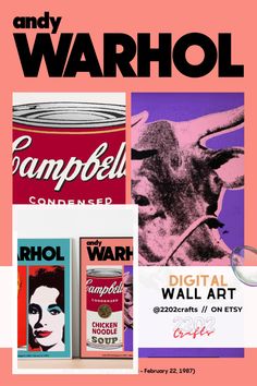 the cover of andy warhol's book, art and warholl condensed