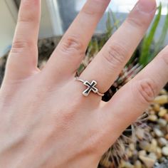 Vintage 925 Sterling Silver Dainty Cross Ring, size 6.75. Beautiful . . Please know your ring size BEFORE ordering All rings are measured on a US ring sizer. Returns will not be accepted due to size issues.  . . . estate boho bohemian boutique gift present chunky small christian dainty  PST Hypoallergenic Spiritual Sterling Silver Rings, Handmade Cross-shaped Ring As Gift, Adjustable Cross Rings With Spiritual Style, Adjustable Cross-shaped Promise Ring, Sterling Silver Cross Ring For Promise, Adjustable Cross Shaped Spiritual Rings, Adjustable Cross-shaped Ring For Anniversary, Vintage Sterling Silver Cross Ring, Symbolic Sterling Silver Cross Rings