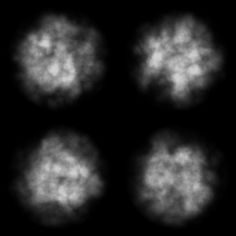 four white circles on a black background with some light coming from the top one in the middle