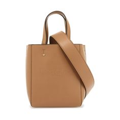 Lenny North-South S Leather Tote Bag. Luxury Soft Leather Bucket Tote Bag, Luxury Leather-backed Tote Bucket Bag, Luxury Suede-lined Tote Bag, Tan Tote Shoulder Bag With Gold-tone Hardware, Dark Tan Leather-lined Tote Bag, Designer Belt, Metal Accessories, Espadrille Shoes, Embossed Logo