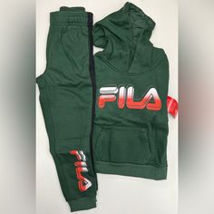 Fila Little Boys 2pcs Pant Set With Cuffed Legs. 2side Slip Pockets, Long Sleeve Pullover With Kangaroo Pocket. Winter Sports Cotton Sets, Cotton Hooded Sports Sets, Hooded Cotton Sets For Winter, Cotton Hooded Winter Sets, Winter Cotton Hooded Sets, Sporty Hooded Winter Sets, Casual Green Sets For Streetwear, Casual Hooded Winter Set, Casual Green Streetwear Sets