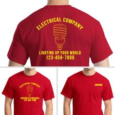 Fitted Long Sleeve Printed T-shirt, Fitted Red Screen Print T-shirt, Fitted Red T-shirt With Screen Print, Company Uniform, Company T Shirt, Electric Company, Company Shirts, Polo Long Sleeve, Shirts Ideas