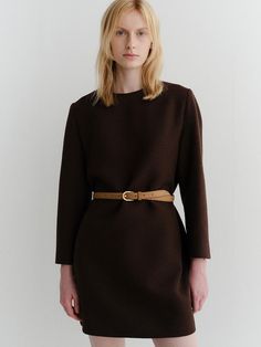 This cozy wool-blend dress is a must-have for the chilly season. It is made with the soft and warm polyester-wool blend and features the minimal design, exuding formal and classic mood.- Mini length that makes your look stylish- H-line silhouette to add appeal to the item- Versatile garment that can be styled with any other items* Actual product color may vary according to the monitor resolution.* The actual color of the product is the most similar to the product cut. Elegant Tweed Business Dress For Winter, Elegant Winter Business Tweed Dress, Elegant Business Tweed Dress For Winter, Tailored Elegant Tweed Dress For Fall, Elegant Tailored Tweed Dress For Fall, Chic Wool Tweed Dress For Office, Tailored Long Sleeve Tweed Dress For Winter, Classic Tweed Dress For Formal Fall Occasions, Chic Tailored Long Sleeve Tweed Dress