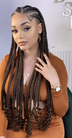 Braided Hairstyles Individuals, Extention Braids Hairstyle, Five Braids Hairstyle, Braided Natural Hairstyles Black Women, Protective Hairstyles Braids Ideas, Different Box Braids Hairstyles, Trending Cornrows Hairstyles, Jumbo Fulani Braids, 6 Jumbo Box Braids