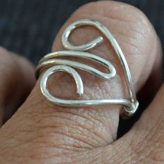 Sterling Silver Heart Ring Adjustable hand by Untwistedsister, $22.00 Unique Handmade Silver Heart Ring, Unique Sterling Silver Heart Ring, Diy Wire Jewelry Rings, Wire Jewelry Rings, Wire Wrapped Jewelry Diy, Bijoux Fil Aluminium, Silver Heart Ring, Wire Jewelry Designs, Diy Wire Jewelry