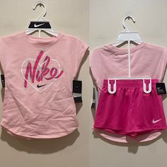 Nike - 2 Piece Set, Shorts And T-Shirt, Girl’s Size 6x, Pink, “Nike”, Athletic Set Fast Shipper! Will Accept Reasonable Offers! Spring Playwear Short-sleeved Tops, Pink Short Set For Playwear, Pink Short Top For Playwear, Short Pink Tops For Playwear, Casual Pink Short Sleeve Set, Casual Pink Short Set, Cute Short Pink Top, Cute Pink Short Set For Playwear, Short Pink Sports Top