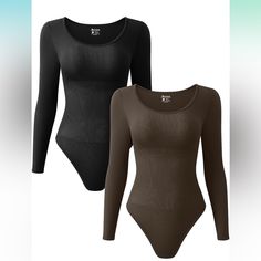 Oqq Women's 2 Piece Bodysuits Sexy Ribbed One Piece Long Sleeve Crew Neck Tops Bodysuits Great Stretchy Fabric: 90% Nylon, 10% Spandex.Super Soft And Stretchy.Package Content:2* Long Sleeve Bodysuit Sexy Ribbed Round Neck Tops Bodysuits, Flattering Round Neckline, Long Sleeve,Simple In Design,Don’t See Through, Best Womens, Ladies And Teen Girl Clothes. Knit Ribbed Seamless Design,Gives You Maximum Freedom Of Movement. High Elasticity And Snap-Button Fastening At The Bottom Making This Bodysuit Olive Green Bodysuit, Cream Bodysuit, Strapless Bodysuit, Free People Bodysuit, Bodysuit Blouse, Body Suit With Shorts, Square Neck Bodysuit, Bodysuit Top