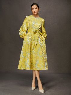 Buy Inexpensive Dresses at Stylewe online store, SPU: 1ODR5M2CD8, Color: Yellow, Theme:Spring/Fall, Elasticity:No Elasticity. Folklore Fashion, Inexpensive Dresses, Elegant Floral Dress, Dress Name, Elegant Sweater, Elegant Midi Dresses, Fitted Midi Dress, Fashion Catalogue, Long Sleeve Midi Dress