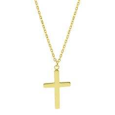 D E T A I L S --♡-- M A T E R I A L S • 18k Gold Plated Over 925 Sterling Silver • Cross: 13 mm * 2cm -----------------------♡-------------------- SIZE • Chain length: The necklace on model measures 16" + 2 Ext Gold Cross Necklace, Anklet Bracelet, Sterling Silver Cross, Silver Cross, Chain Lengths, Chain Length, Rhodium Plated, Ring Sets, Cross Necklace