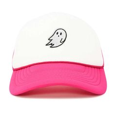 Its Halloween and the cute ghost is swaying in. The ghost embroidery trucker hat is for those customers that like a little bit of scariness and whole lotta cuteness. Express yourselves with our trucker cap in a great style that lasts over time. Embroidery Made to Order Designed in California Embroidered in the USA White Halloween Cap, White Novelty Hat For Halloween, Playful White Snapback Trucker Hat, Its Halloween, Ghost Embroidery, Hat Size Chart, The Ghost, Cute Ghost, Hat Sizes