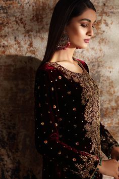 Deep Maroon, Plain Pants, Boutique Dress Designs, Boutique Dress, Pakistani Dress Design, Suit Separates, Hand Work, Pakistani Dresses, Dress Designs