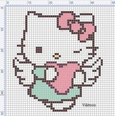 a cross stitch pattern with a hello kitty on it