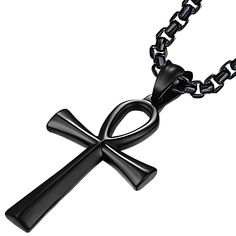 PRICES MAY VARY. ✅UNIQUE CROSS✅The necklace called the Ancient Egyptian Ankh Cross Necklace. It is set in ancient Egypt, and it is said that in the ancient Egyptian period, the symbol of life, also known as Ankh, was the letter of the Egyptian hieroglyphs. The ancient Egyptian cross, often carried as a talisman, is independent and related to two other hieroglyphs representing "strength" and "health." The Ankh symbol in modern jewelry is widely used in popular culture, representing a long history Cross Pendant Men, Egyptian Cross, Ankh Symbol, Egyptian Hieroglyphs, Egyptian Ankh, Ankh Cross, Figaro Necklace, Figaro Chain Necklace, Boys Jewelry