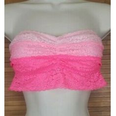 - Adorable Three-Tone Pink Strapless Bralette/Bandeau From Vs Pink. - Like New Condition, Tags Were Taken Off But This Was Never Worn - Last Picture Is A Stock Photo To Show The Fit Better. This Bandeau Is Three Shades Of Pink. - There Is A Lining But No Padding - Would Be Really Cute Under A Tank Top! Pink Stretch Flirty Tube Top, Flirty Pink Stretch Tube Top, Flirty Stretch Pink Tube Top, Flirty Pink Bandeau Tube Top, Pink Fitted Strapless Bra, Summer Bandeau Lace Bra, Summer Strapless Lace Bra, Pink Strapless Bra, Strapless Bralette