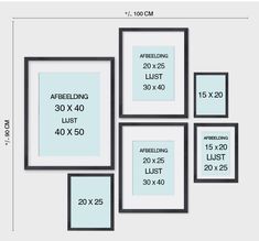 the size and measurements of framed art prints in various sizes, including one for each frame