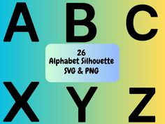 an alphabet with the letters and numbers in black on a multicolored background that is very similar to each other