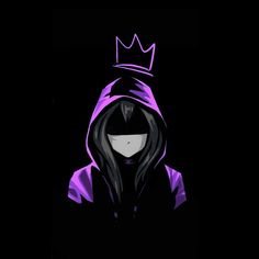 a person wearing a hoodie with a crown on their head in the dark,