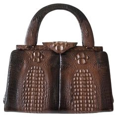 1stdibs Vintage Crocodile Top Handle Bag, Multiple Brown Crocodile Pattern Shoulder Bag For Business, Business Brown Crocodile Pattern Bag, Classic Brown Crocodile Pattern Shoulder Bag, Classic Brown Bag With Crocodile Pattern, Vintage Satchel Shoulder Bag With Crocodile Pattern, Classic Crocodile Pattern Satchel, Vintage Crocodile Pattern Bags For Daily Use, Vintage Crocodile Pattern Travel Bag, Vintage Bags With Crocodile Pattern For Daily Use