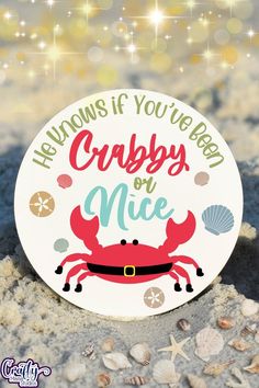 there is a crabby on the sand with shells around it and stars in the background