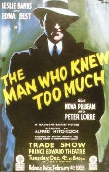 a poster for the man who knew too much, starring peter lorre and peter schrock