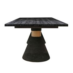 a wooden table with black marble top on an isolated white background for display or montage