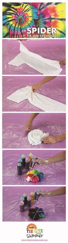 the instructions for how to tie dye fabric with watercolors are shown in this poster