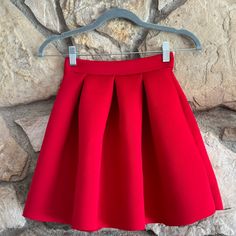 Beautiful Red Skirt From Charlotte Russe In Perfect Condition Size- Small Quality- Like Brand New Red Full Mini Skirt For Spring, Red Solid Color Skirt For Spring, Red Midi Pleated Skirt For Parties, High Waist Lined Red Skirt, High Waist Red Lined Skirt, Red Pleated High-waist Skirt, Red Pleated Party Skirt With Lining, Red Full Skirt For Spring, Red High Waist Casual Pleated Skirt