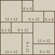 the floor plan is shown with numbers and measurements for each tile area, including six square tiles