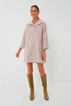 Scarlet Stripe Sloane Dress | Tuckernuck Tuckernuck Dress, Girl Vibe, Oversized Collar, T Love, Love A, Three Quarter, Scarlet, Casual Looks, Cool Girl