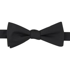 Look your absolute best while wearing this pre-tied bow tie from Bespoke. Look your absolute best while wearing this pre-tied bow tie from Bespoke. Bow-tying made simple. Watch now. Pre-tied design Adjustable strapFABRIC & CARE Polyester Spot clean Imported Size: One Size. Color: Black. Gender: male. Age Group: adult. Pattern: Solid. Pre-tied Satin Bow For Black Tie Events, Classic Adjustable Bow Ties, Classic Pre-tied Decorative Bow, Pre-tied Decorative Bow Tie For Black Tie Events, Black Bow Tie With Butterfly Knot For Business, Dapper Adjustable Bow For Black Tie Events, Adjustable Dapper Bow For Black Tie Events, Adjustable Dapper Ties With Bow Tie Back, Classic Black Tie Event Bow Tie