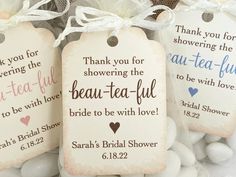 three tags with wedding messages on them