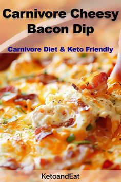 My Cheesy Bacon Dip is a deliciously indulgent appetizer that's perfect for meat lovers! This savory dip combines crispy bacon, gooey cheese, and a blend of spices for an irresistible flavor. Easy to make and sure to be a hit at any party or gathering. #CheesyBaconDip #Carnivore #CarnivoreDiet Carnivor Diet Appetizers, Low Carb Cheese Dip, Airfryer Carnivore Recipes, Carnivore Diet Deviled Eggs, Low Carb Keto Snacks Easy, Carnivore Soup Ideas, Carnivore Tailgate Food, Carnivore Queso Dip, Carnivore Ham Recipes