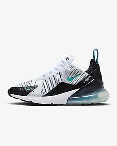 Top Rated NIKE AIR MAX 270 WHITE BLACK TEAL SHOES SIZE WOMENS US6-9 EUR37-41 PLUS TN TUNED, Women's Shoes Nike Low-top Air Max Sneakers, Nike Air Max Low-top Sneakers, Nike Low-top Sneakers With Air Max Cushioning, Casual Nike Sneakers With Air Max Cushioning, Nike Dynamic Round Toe Sneakers, Nike Dynamic Style Sneakers With Round Toe, Nike Casual Basketball Shoes With Air Cushioning, Casual Nike Air Max High-top Shoes, Breathable Nike Air Max Running Shoes