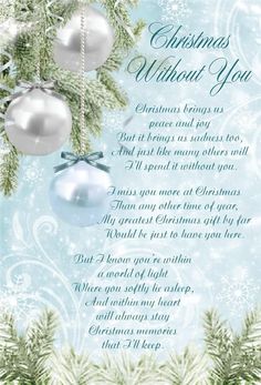 a christmas poem with ornaments hanging from it