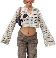 Super cute and there are other cute options in the same link! Fishnet Crop Tops, Rave Tops, Crop Pullover, Fishnet Top, Cropped Pullover, Knit Crop Top, Pullover Shirt, Knit Crop, Vintage Streetwear