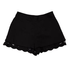 Here's The Deal - These High-Waisted Dressy Black Shorts With Scalloped Lace Trim Are In Brand New, Unworn Condition. The Tags Were Removed, But The Shorts Were Never Worn. - High Waisted Style - Smooth Front And Back - Scalloped Lace Trim - Side Zip, With Hook And Eye Closure - Size Xs - Shell: 100% Polyester - Lining: 100% Polyester - Hand Wash Cold / Line Dry Fast Shipper Smoke-Free, Pet-Friendly Home Add To A Bundle And Send Me A Message To Receive A 15% Bundle Discount Offer For Orders That Weigh 5 Lbs And Under! Tags: Balletcore Bohemian Boho Casual Contemporary Coquette Girl Date Night Dressy Fall Feminine Festival Formal Girl Next Door Glam High-Rise High-Waisted Holiday Lace Flirty High-waisted Fitted Shorts, Flirty High Waist Shorts, Stretch Shorts For Night Out In Spring, Fitted Flirty Shorts, Flirty Fitted Mini Shorts, Chic Fitted Shorts For Going Out, Fitted Shorts With Short Inseam For Night Out, Trendy Mini Shorts For Date Night, Fitted Black Shorts For Spring