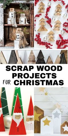 Grid of six images of Christmas decorations made from scrap wood with text overlay: Scrap wood projects for Christmas. Scrap 2x4 Projects, Wood Projects For Christmas, Small Scrap Wood Projects, Diy Scrap Wood Projects, Christmas Tree Forest, Sell Ideas, 2x4 Projects, Wood Block Crafts