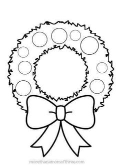 a wreath with a bow on it and polka dot dots around the wreath coloring page