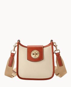 White Crossbody Bag With Turn-lock Closure, White Shoulder Bag With Turn-lock Closure For Travel, White Shoulder Bag With Turn-lock For Everyday Use, Summer Tote, Wristlet Clutch, Dooney And Bourke, Leather Texture, Dooney & Bourke, Printed Leather