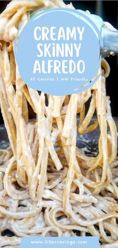 You can enjoy alfredo while still staying on track with eating a healthier diet too! This skinny alfredo only has 62 calories a serving and is still incredibly rich, creamy, and buttery. Pair with your favorite pasta for an amazing meal that's flavorful and simple! Low Calorie Alfredo Sauce Recipe, Easy Healthy Alfredo Sauce Recipe, Low Calorie High Protein Alfredo Sauce, Chicken Alfredo Pasta Low Calorie, Healthy Alfredo Pasta Recipes Low Carb, Healthy Chicken Alfredo Recipe Low Carb, Low Calorie Fettucini Alfredo Sauce, Low Carb Fettuccine Alfredo, Healthy Alfredo Sauce Recipe Easy