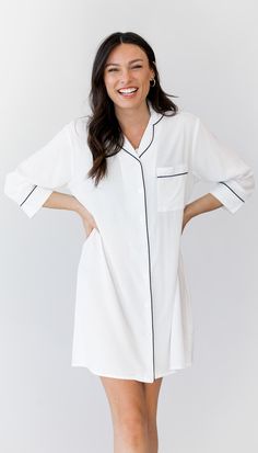 Satisfaction Guaranteed: We offer a full merchandise refund on sleep shirts if you are not 100% happy with your order. Bridesmaid sleep shirts created specifically for bridal parties! Designed to make everyone feel comfortable (and photo ready!) while prepping for the wedding. With the button down front, easily change into your dress without ruining hair and makeup. Plus, take adorable photos as you get ready with your coordinating bridal party! Sizing The bride & bridesmaid sleepshirt is intend Getting Ready Photos, Bridal Parties, Sleep Shirt, Hair And Makeup, Getting Ready, Bridal Party, The Bride, Makeup Looks, Cold Shoulder Dress