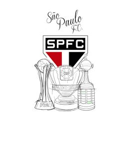 the san francisco soccer club logo is shown in black and white, with two trophies around it