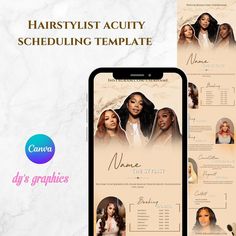 the hair stylist activity schedule is displayed on an iphone screen and in front of it