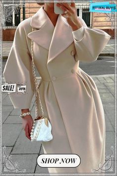 Elegant Solid Color Turndown Collar Outerwear(9 Colors) Long Outerwear, Mode Mantel, Long Jackets For Women, Long Coat Jacket, Coat Women Fashion, Beige Coat, Stylish Coat, Maxi Coat, Estilo Chic