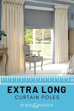 Extra long curtain poles Extra Long Curtains, Patio Doors, Off Black