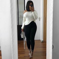 Holiday Outfits Jeans, Cookout Outfit Summer Casual, Christmas Outfit Black Women, Thick Baddie Outfits, Slim Thick Outfit, Outfits For Redheads, Winter Party Outfit Night Cold, Thigh High Boots Outfit Winter, January Outfits For Women