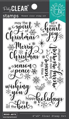 clear stamp set with words and snowflakes