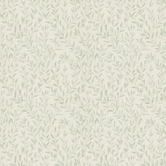 a white and green wallpaper with leaves on it