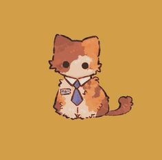 a drawing of a cat wearing a shirt and tie with the tag on it's chest